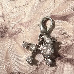 French Poodle Cubic Zirconia Clear Pet Collar Jewelry Charm NEW or Zipper Pull